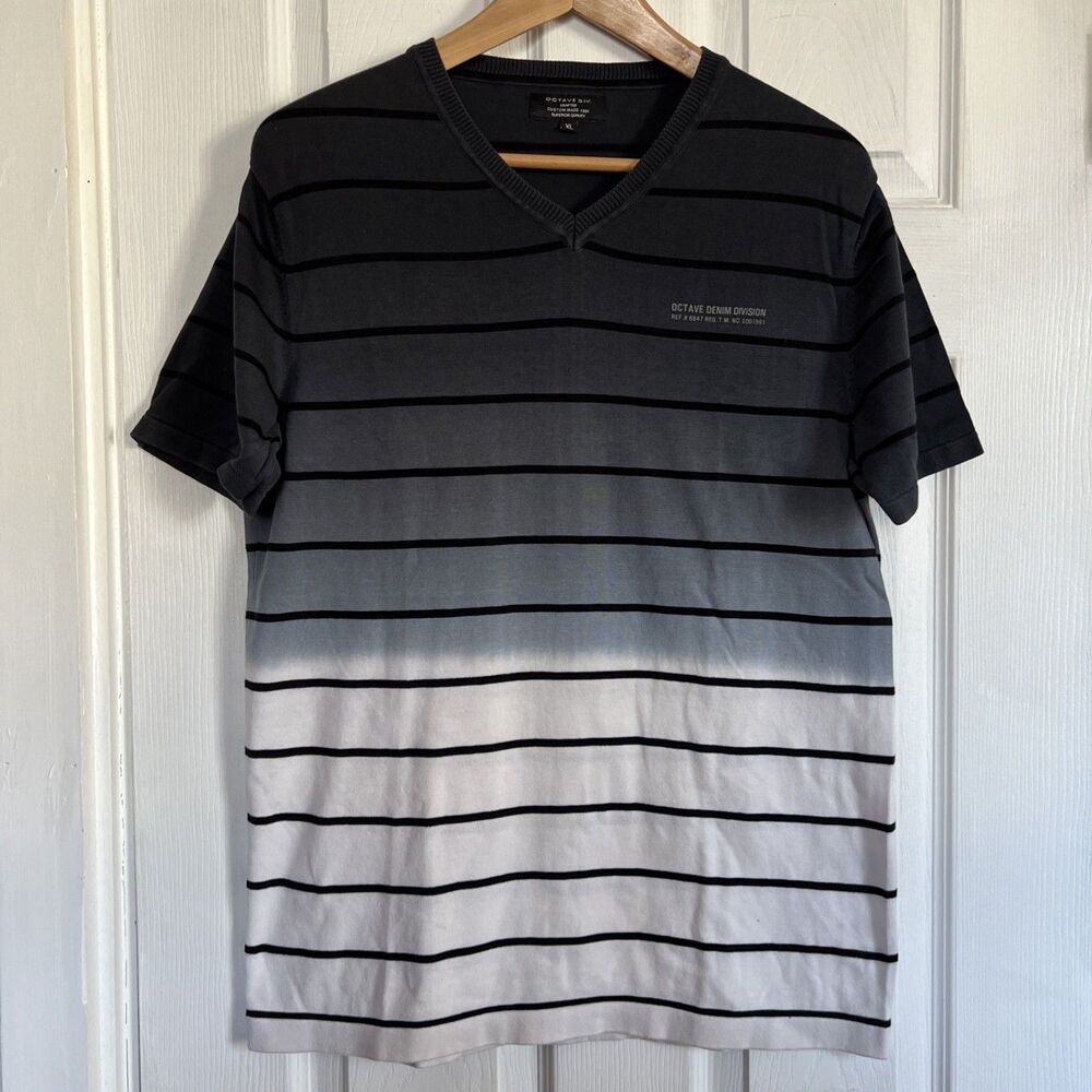 Men’s Cotton T Shirt Octave Denim Division Gray White Extra Large Short Sleeves